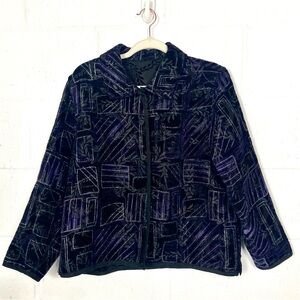 Patchwork Reversible Jacket Purple Black Brocade Whimsigoth Dark Fairy Artsy‎ L